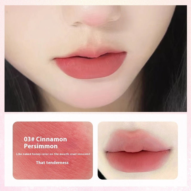 Mengmeng Paradise Milk Cream Lip Lacquer Velvet Matte Matte Peach Color